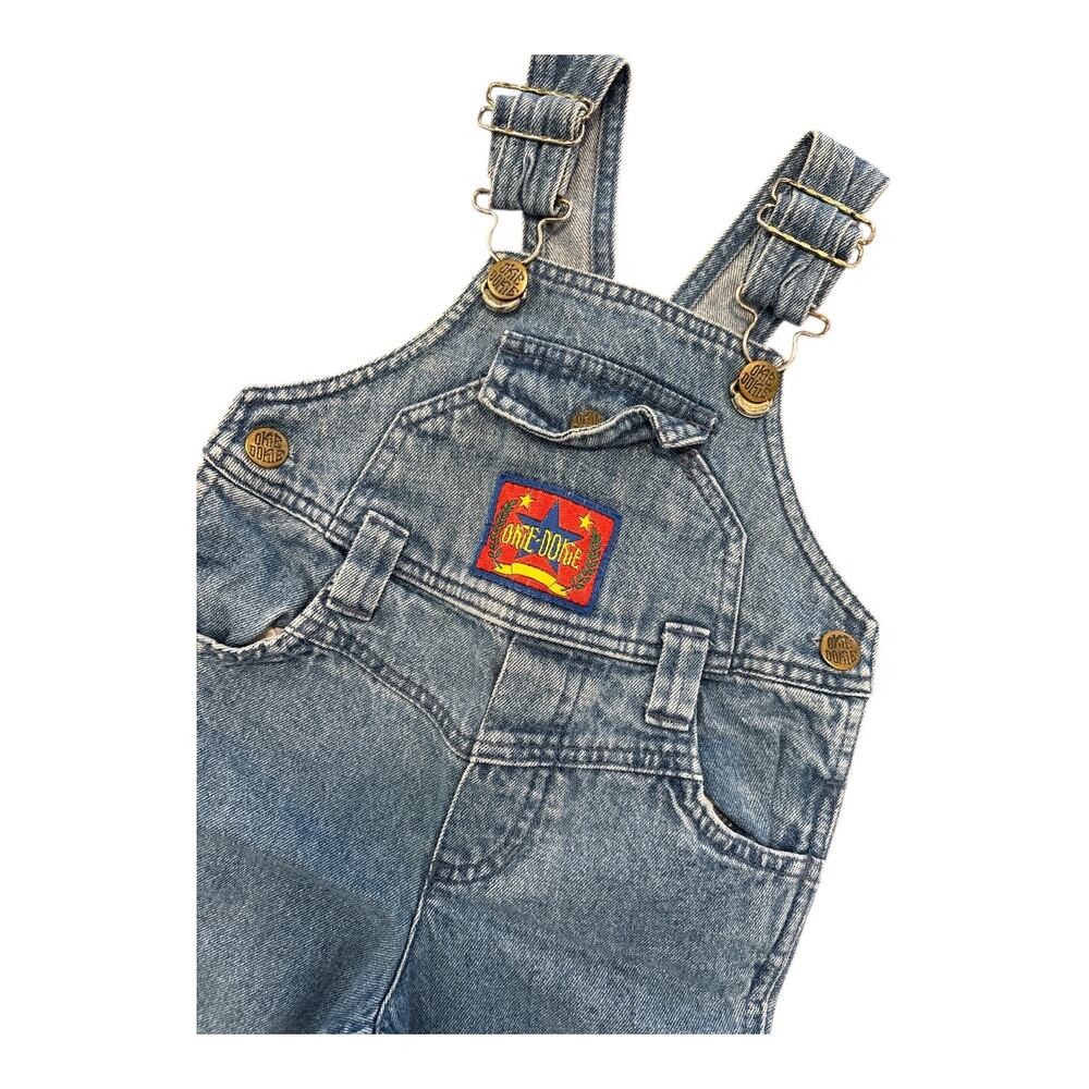 Rainbow Okie Dokie Vintage Denim Overalls w Patch Baby Sz 12m